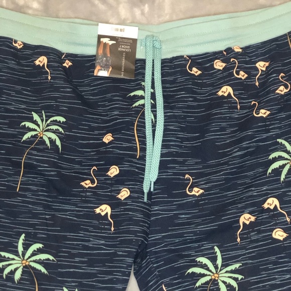 No Boundaries Men's Lounge Shorts Navy with Palm Trees/Flamingos Size 2XL NWT - Picture 3 of 7